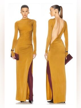 The Andamame Open Back Long Sleeve Evening Gown NWT*Retail $820*